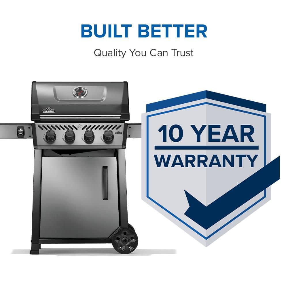 Graphite Grey Stainless Steel Propane Gas Grill with 4 Burners