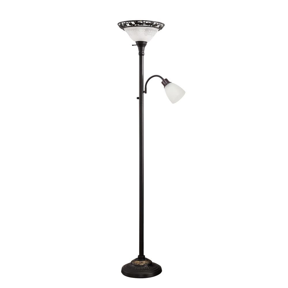 70 in. Red Brown Elegant Standing Lamp with 2 Heads-Metal Pole & Heavy Base, Torchiere Victorian Floor Lamp for Bedroom price history on PriceWatchPro