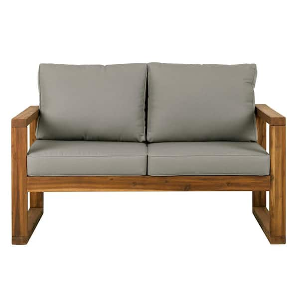 Walker Edison Furniture Company Brown Acacia Wood Outdoor Loveseat