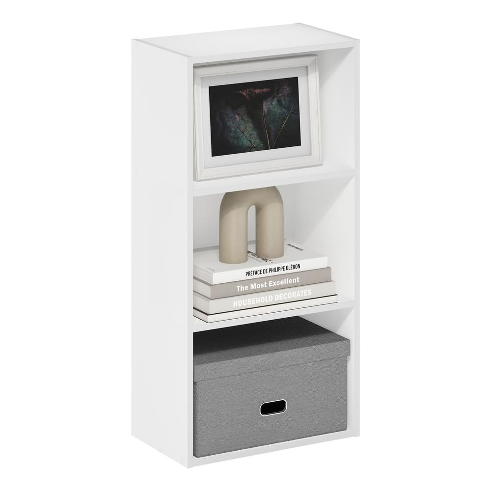 White Composite Wood 3-Tier Open Shelf Bookcase