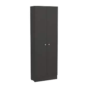 23.6 in. W. x 11.8 in. D x 71.1 in. H Black Freestanding Linen Cabinet with 5-Shelves