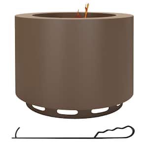 Smokeless Fire Pit Bronze 14.25 in. H Portable Wood Burning Firepit with Poker for Backyard Patio Picnic