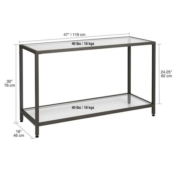 iron and glass console tables