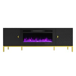 Black TV Stand Fits TVs up to 75 in. with Black 36 in. Electric Fireplace
