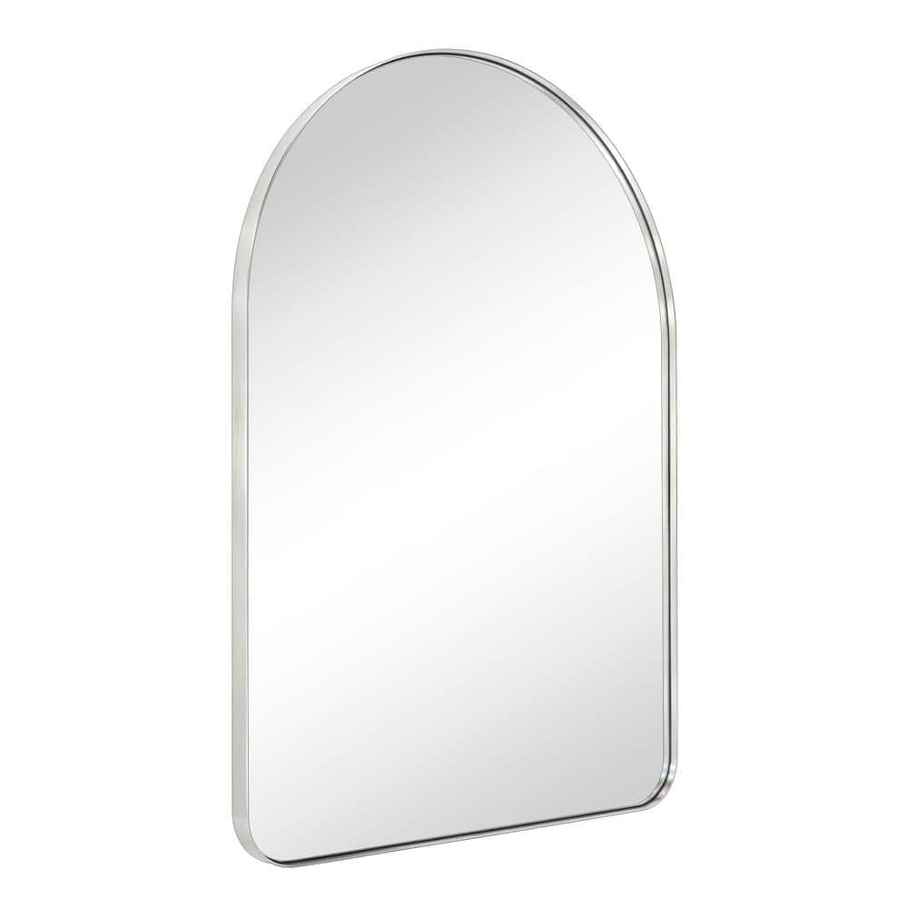 Arched-Top 21 in. W x 30 in. H Small Arched Stainless Steel Framed Wall Mounted Bathroom Vanity Mirror in Brushed Nickel price history on PriceWatchPro