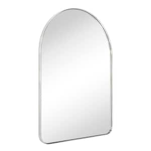 Arched-Top 21 in. W x 30 in. H Small Arched Stainless Steel Framed Wall Mounted Bathroom Vanity Mirror in Brushed Nickel