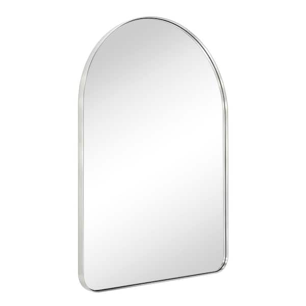 TEHOME Arched-Top 21 in. W x 30 in. H Small Arched Stainless Steel Framed Wall Mounted Bathroom Vanity Mirror in Brushed Nickel