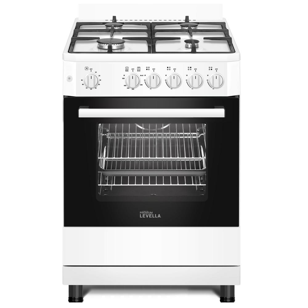 Premium White Freestanding Gas Range with 4 Burners and Oven