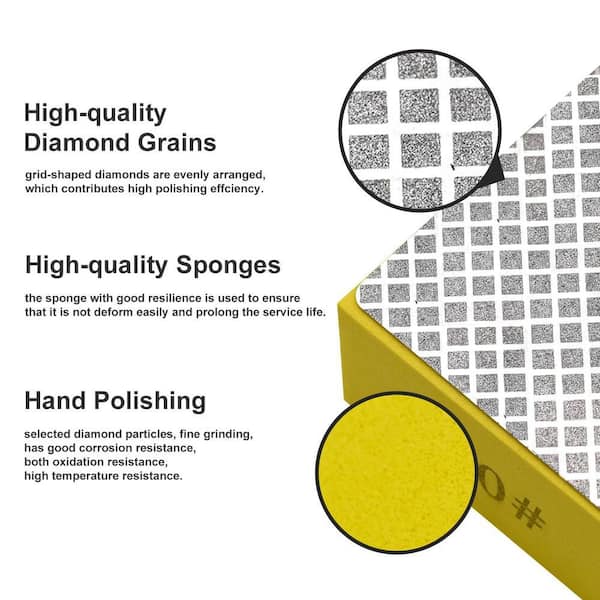 Angel Sar 6-Pieces Diamond Hand Polishing Pads, Tile Polishing