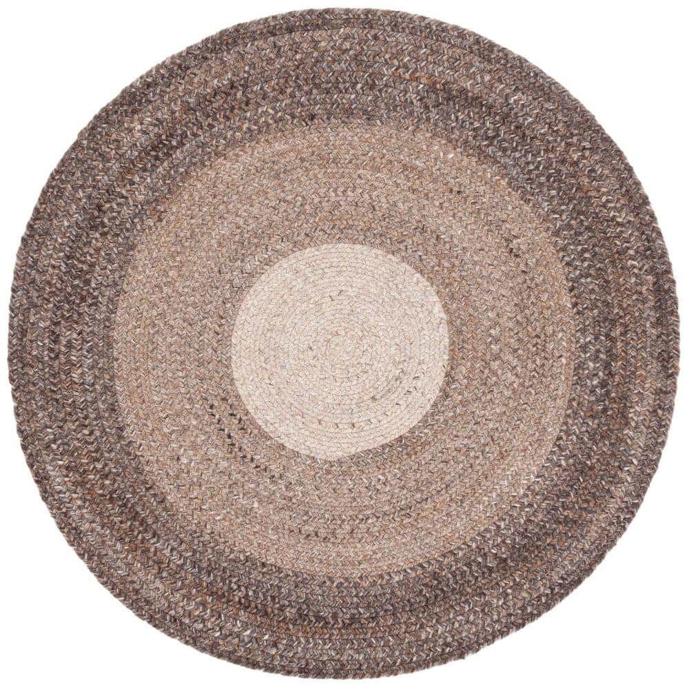 Braided 3 ft. x 3 ft. Brown/Beige Gradient Border Round Area Rug price history on PriceWatchPro