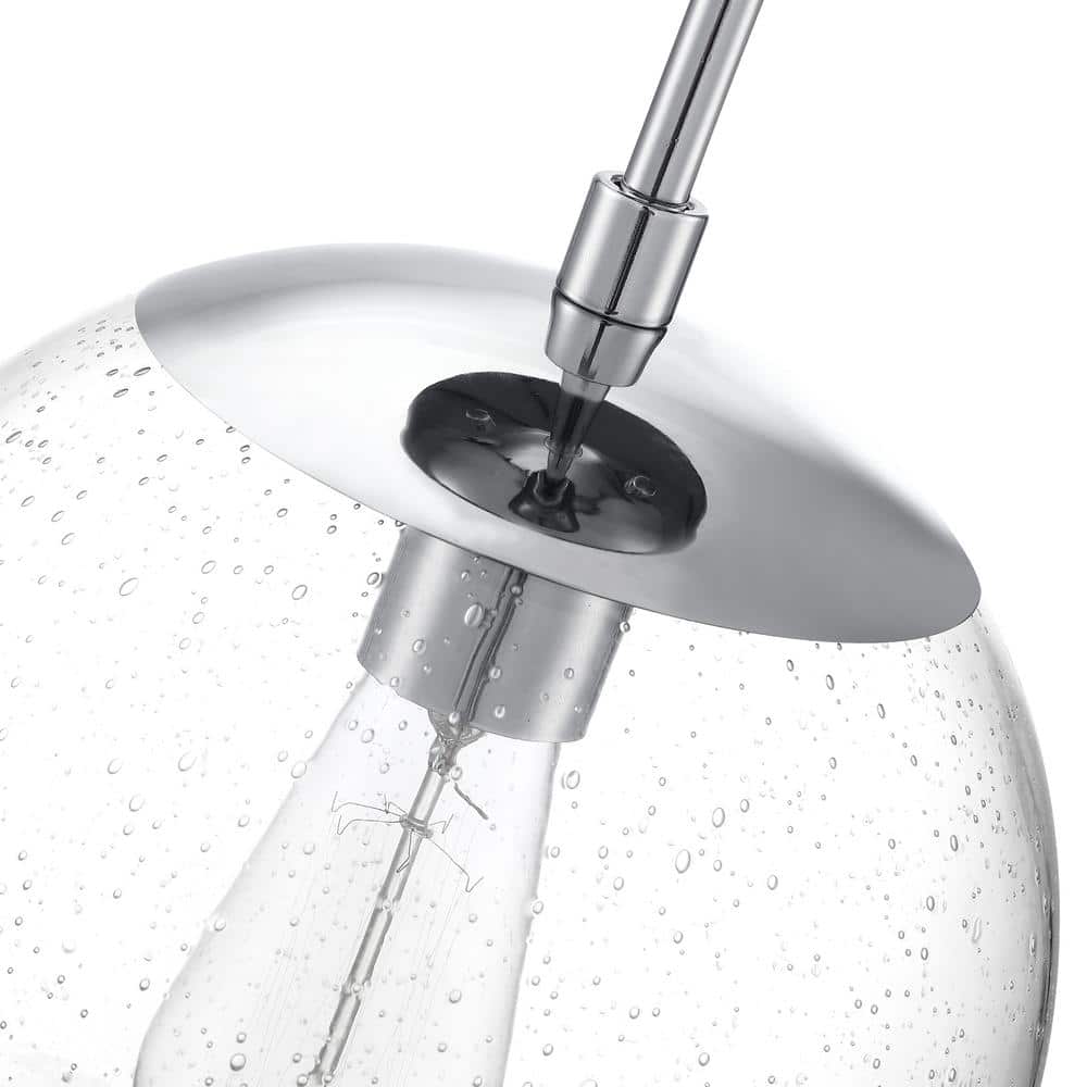 Matte Black and Chrome Glass Globe LED Ceiling Light