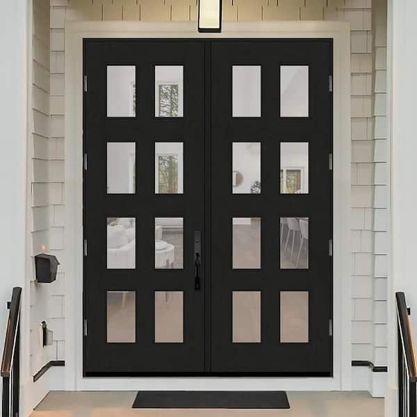 Regency 72 in. x 96 in. 8L Modern Clear Glass LHIS Onyx Stained Fiberglass Double Prehung Front Door w/ 6 in. Jamb
