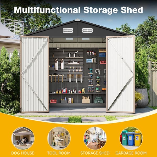 Sizzim 7.4 ft. W x 5.3 ft. D Outdoor Storage Metal Shed with Floor