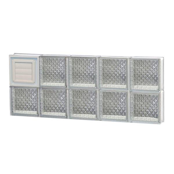 Clearly Secure 28.75 in. x 11.5 in. x 3.125 in. Frameless Diamond Pattern Glass Block Window with Dryer Vent