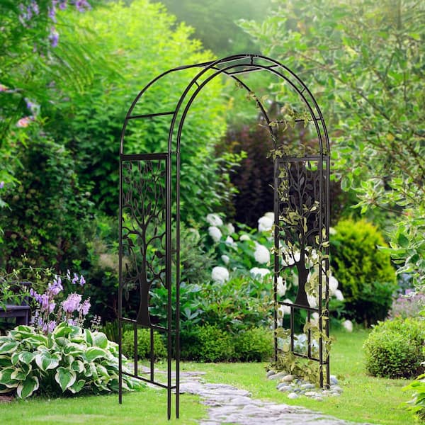 Evergreen 83 in. x 46 in. Metal Arched Tree of Life Arbor PHD111