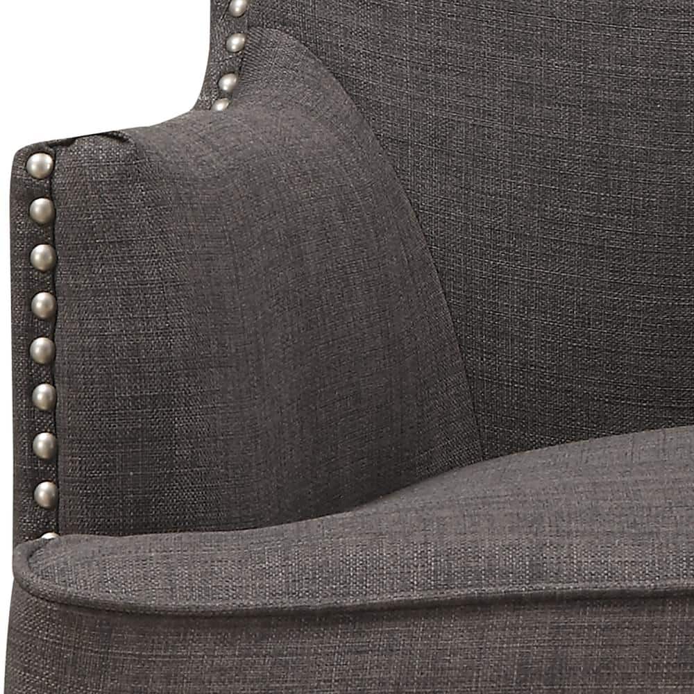 Heirloom Charcoal Gray Wood Accent Chair with Studded Trim