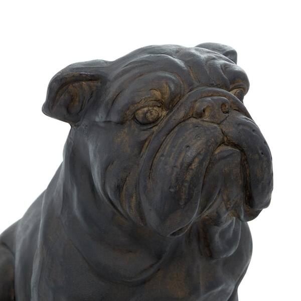 Litton Lane Brown Polystone Distressed Sitting Bulldog Sculpture 44719 -  The Home Depot