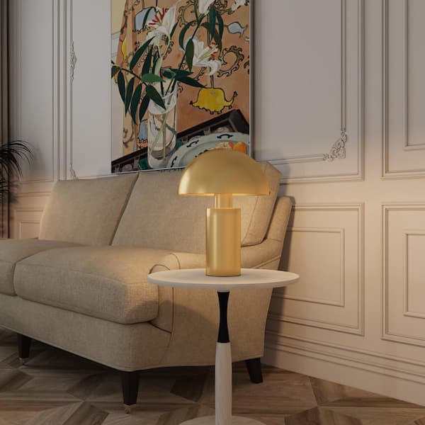 15 in. H 1-Light Mini Brass Table Lamp with Bulb Included