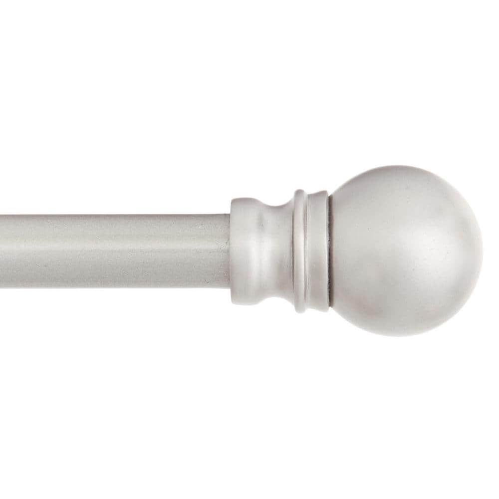 Brushed Nickel Adjustable Petite Cafe Curtain Rod with Ball Finials