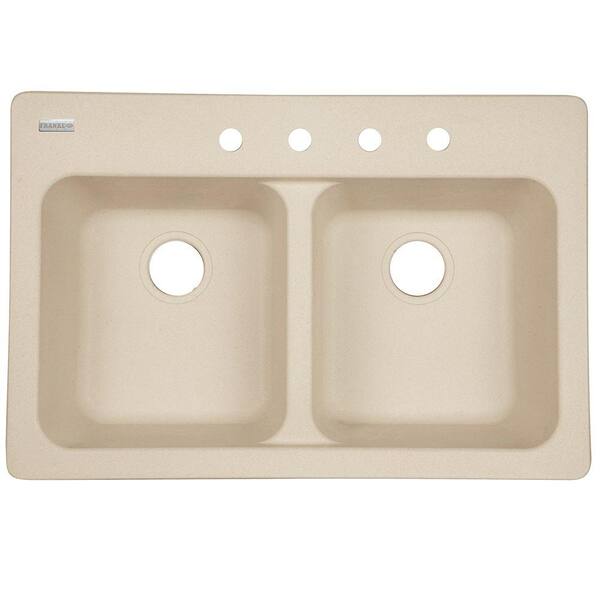 Franke Dual Mount Granite Composite 33 in. 4-Hole Double Bowl Kitchen Sink in Oatmeal