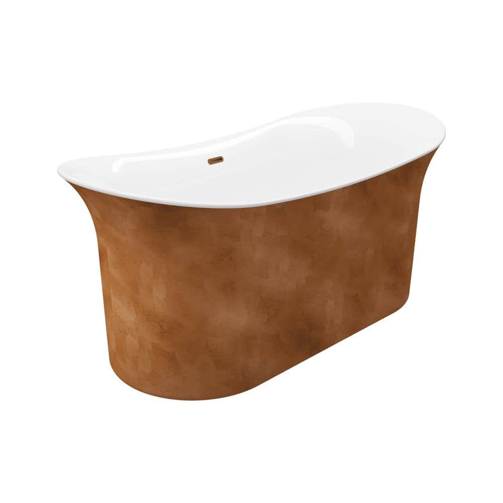 Modern Copper Leaf Acrylic Freestanding Double Slipper Bathtub