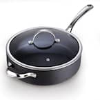 5 qt. Hard-Anodized Aluminum Nonstick Deep Saute Pan in Black with Glass Lid