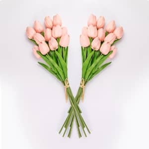 13.5 in. Pink Artificial Tulip Stems (Set of 24)