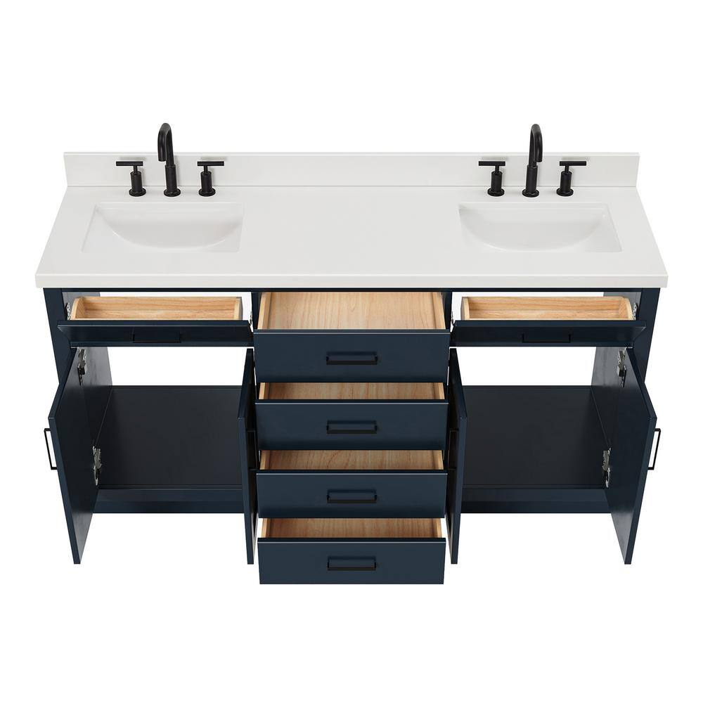 Midnight Blue Double Vanity with White Quartz Top