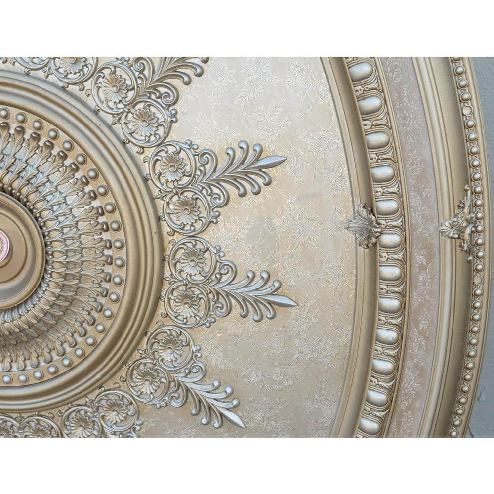 Champagne Silver Large Oval Ceiling Medallion 79 Inches