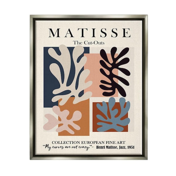 The Stupell Home Decor Collection Matisse Traditional Jazz Abstract Cut Out Forms" by Ros Ruseva Floater Frame Abstract Wall Art Print 25 in. x 31 in.