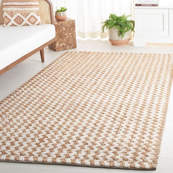 Natural Fiber 4 ft. x 6 ft. Natural/Ivory Chevron Area Rug
