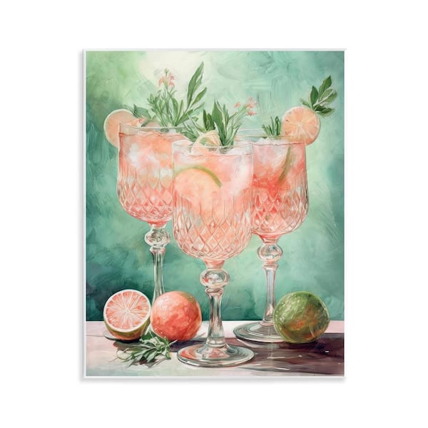 Stupell Industries Pastel Grapefruit Cocktails by Daphne Polselli Unframed Food Graphic Art Print 14 in. x 11 in.
