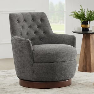 Talos Fossil Gray Fabric Tufted Swivel Accent Chair