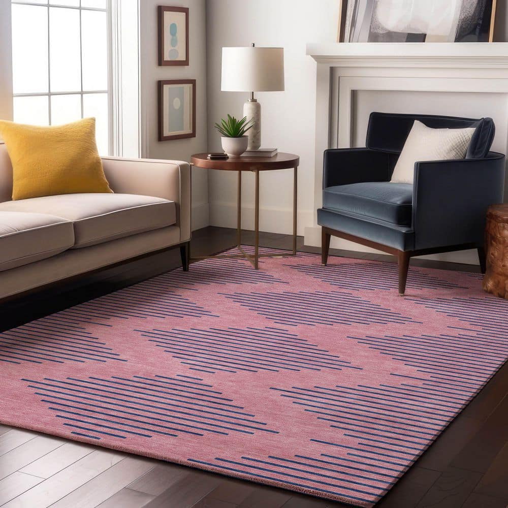 Mayfield Premium Machine Washable Abstract AMF1017 Pink 3 ft. x 5 ft. Area Rug price history on PriceWatchPro