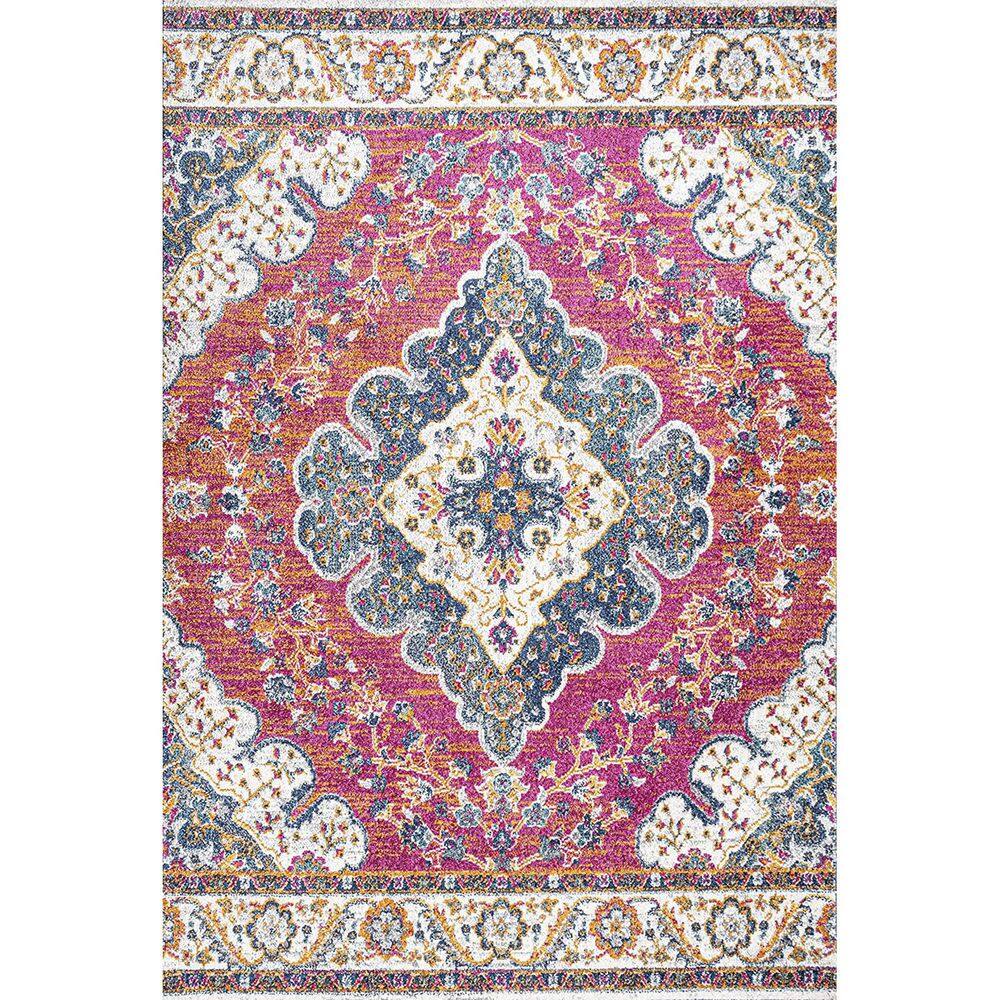 Red Polypropylene 4 ft. x 6 ft. Floral Indoor Area Rug