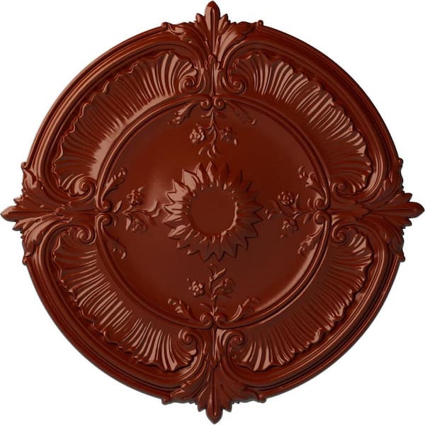 Ekena Millwork 1-1/2 in. x 30-1/8 in. x 30-1/8 in. Polyurethane Attica Acanthus Leaf Ceiling Medallion, Firebrick
