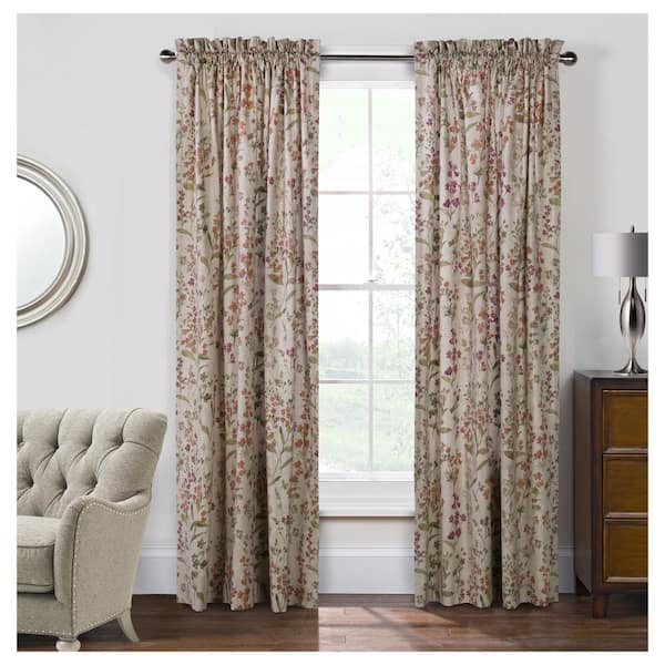 Habitat Rockport Linen 50 in. W x 64 in. L Pole Top Light Filtering Curtain Panel Pair with Matching Tiebacks Each Panel