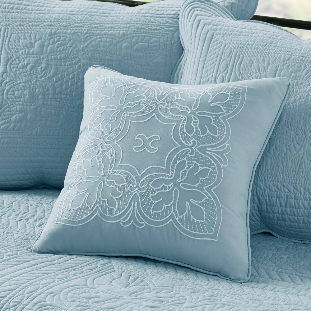 Blue Microfiber Reversible Scalloped Edge Daybed Cover Set