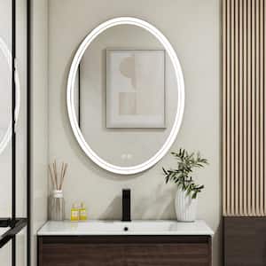 Yuris 20 in. W x 28 in. H Oval Frameless LED Dimmable Anti-Fog Wall Mount Bathroom Vanity Mirror