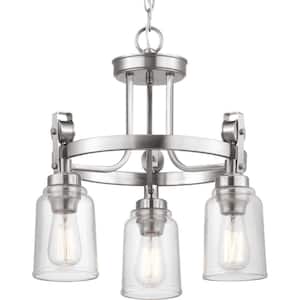 Knollwood 3-Light Brushed Nickel Chandelier with Clear Glass Shades