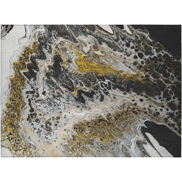 Addison Rugs Karina Black 1 ft. 8 in. x 2 ft. 6 in. Geometric Indoor/Outdoor Area Rug