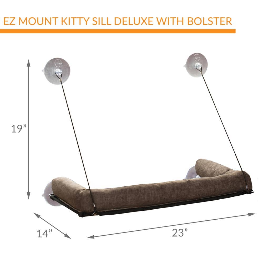 Medium Chocolate EZ Mount Kitty Sill Deluxe with Bolster Bed
