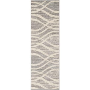 Adirondack Gray/Cream 3 ft. x 8 ft. Striped Runner Rug