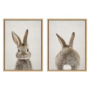 Sylvie "Bunny Portrait and Bunny Tail" by Amy Peterson Framed Canvas Wall Art Set 18 in. x 24 in.