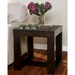 Watson 24.13 in. Dark Brown Square Wood End Table with Trestle Base