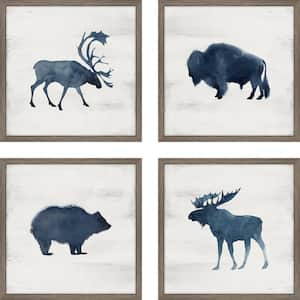 Wild Watercolor - Set of 4-Framed Giclee Animal Art Print 18 in. x 18 in. each