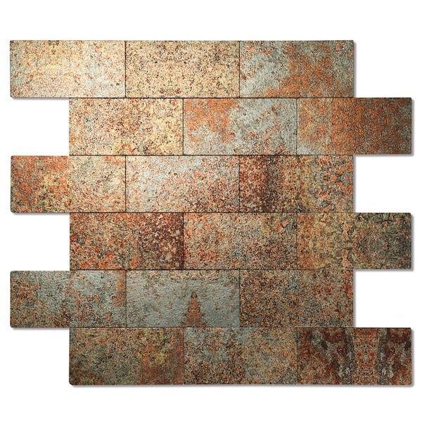 Yipscazo Subway Rusty Red 12 in. x 12 in. PVC Peel and Stick Tile (5 sq. ft./5-Sheets)