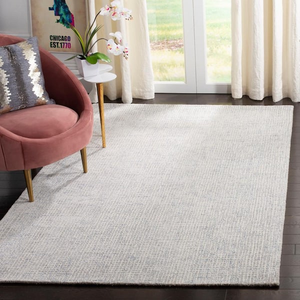 Abstract Silver/Blue 9 ft. x 12 ft. Solid Area Rug