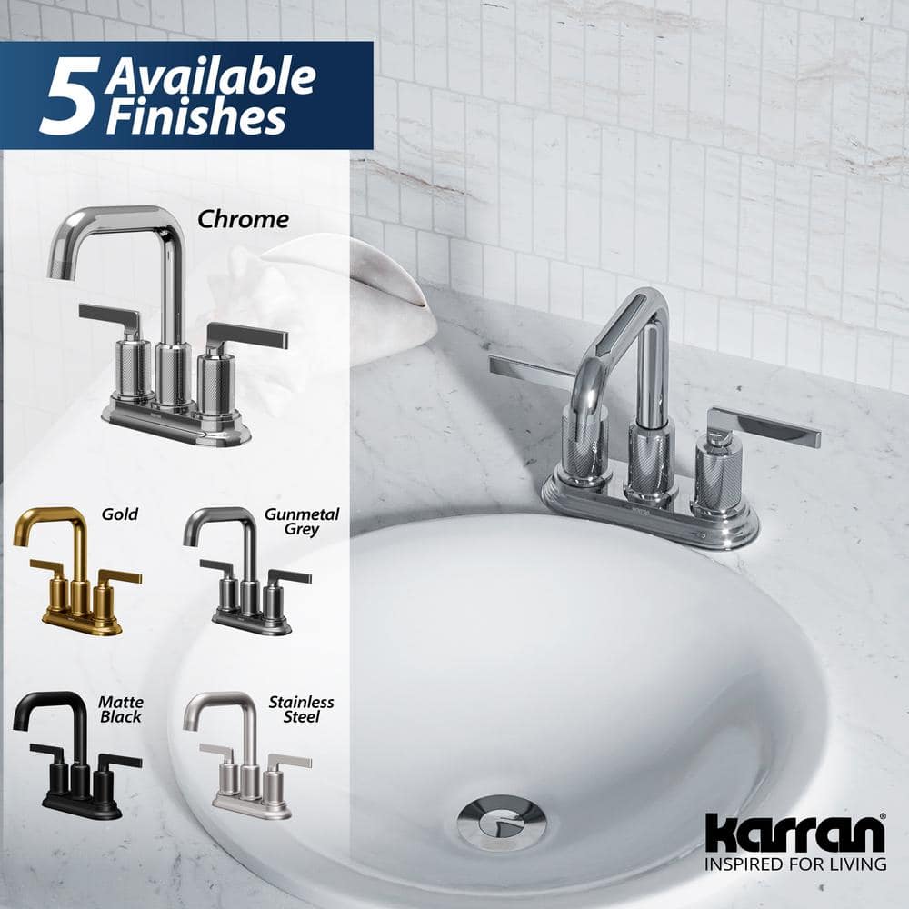 Chrome 2-Handle 4-Inch Centerset Bathroom Faucet with Pop-Up Drain