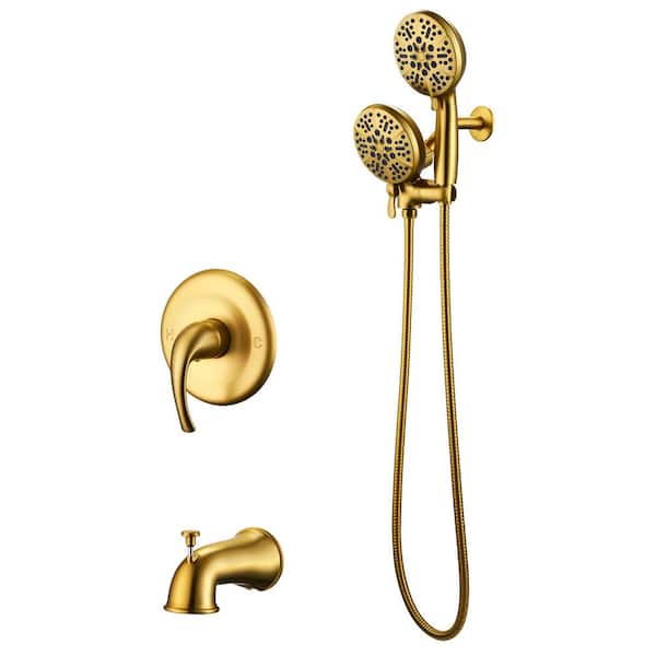 ELLO&ALLO Single-Handle 48-Spray Tub and Shower Faucet and Handheld Combo  with 5 in. Shower Head in Brushed Gold (Valve Included) ES-NG-T1006 - The  Home Depot
